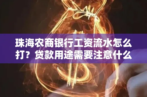 珠海农商银行工资流水怎么打？贷款用途需要注意什么？