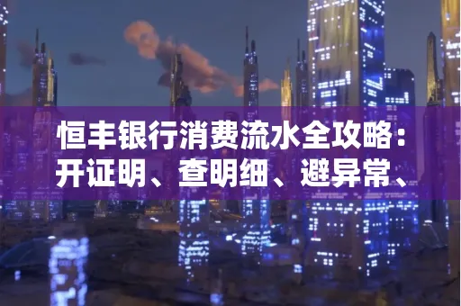 恒丰银行消费流水全攻略：开证明、查明细、避异常、提额度一文吃透